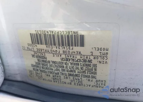 2010 Nissan Versa 1.8S from USA, damaged, VIN 3N1BC1CP7AL430131